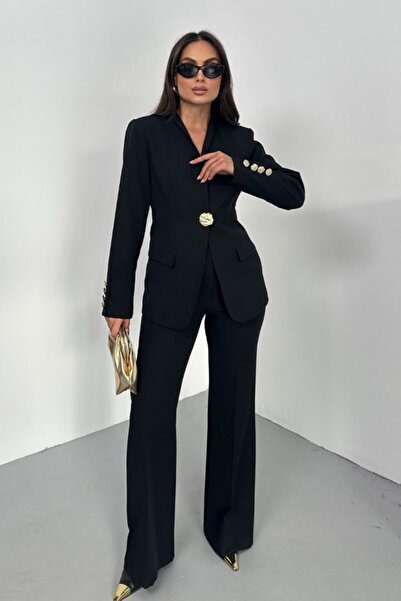 ZF BUTİK Gold Düğmeli Blazer Ceket Takım