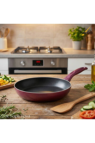Arzu Çelik 28 cm Granite Single Handle Pan - Plum