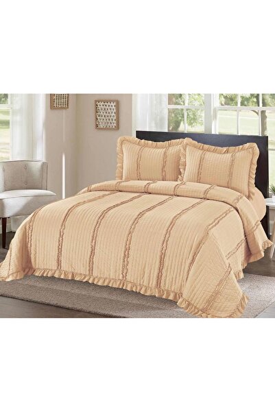 Truva Home Satin Cotton Double Bedspread - Set with Pillowcases, 230x250 cm