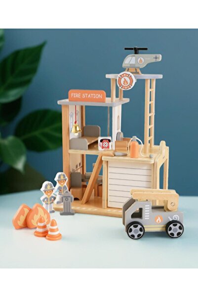 Fab N Funky مجموعة ألعاب محطة إطفاء خشبية، عناصر واقعية، تصميم آمن، لعبة تمثي...