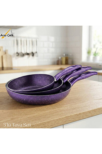 Arzu Çelik 3-Piece Granite Single-Handle Pan Set - Violet