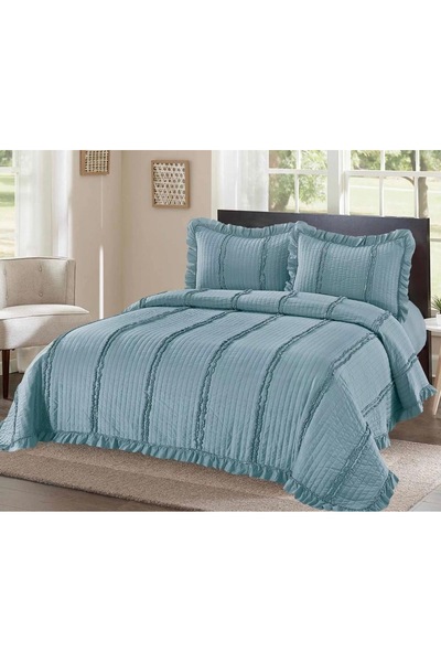 Truva Home Satin Cotton Double Bedspread - Set with Pillowcases, 230x250 cm
