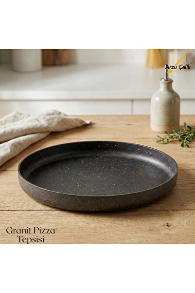 Arzu Çelik صينية بيتزا جرانيت مقاس 32 سم - أسود