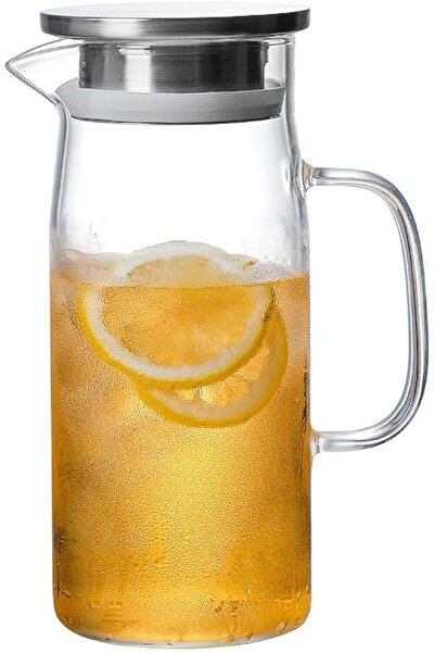 Arabest 1500ml Water Pitcher, Glass Pitcher with Lid and Handle, Juice Contai...