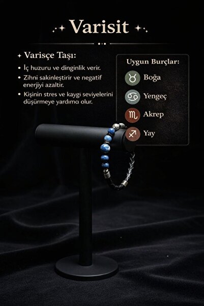 Beksy Accessory Sevgililer Günü Hediyesi Doğal Taş Bileklik - Azurit, Beyaz A...