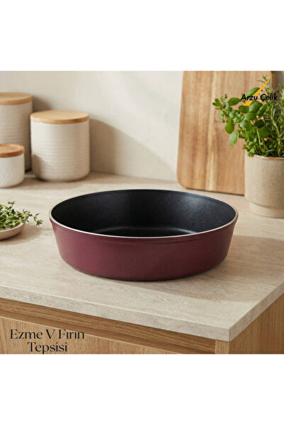 Arzu Çelik 26 cm Granite Crushed V Baking Tray - Plum