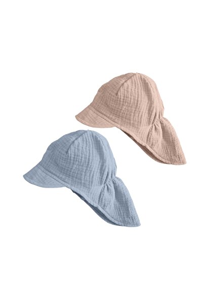 Kidizi Set of 2 double muslin caps Maitre 1-3 years, jeans-nature