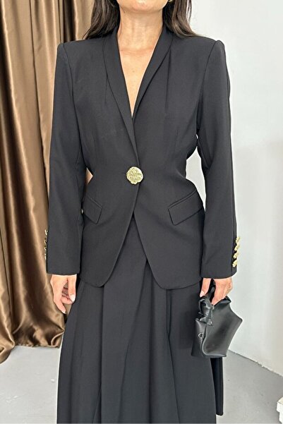 ZF BUTİK Set fustă și jachetă cu nasturi aurii