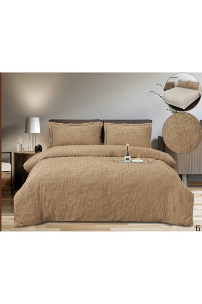 Truva Grup Cocolino Bed Linen with Elastic - 180x200 cm, Embossed Pattern, 4 ...