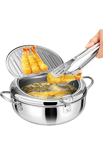 Generic قدر قلي عميق من تزويك، سعة 3.2 لتر/9.7 بوصة، مصنوع من الفولاذ المقاوم...