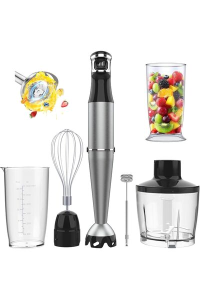 Generic خلاط يدوي غاطس، 1000 واط، زر تشغيل، سرعة متغيرة، 5 في 1، خلاط عصا، خل...