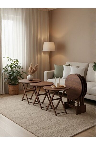 Gazzini Furniture Loop 4'lü Ahşap Çanta Zigon Sehpa