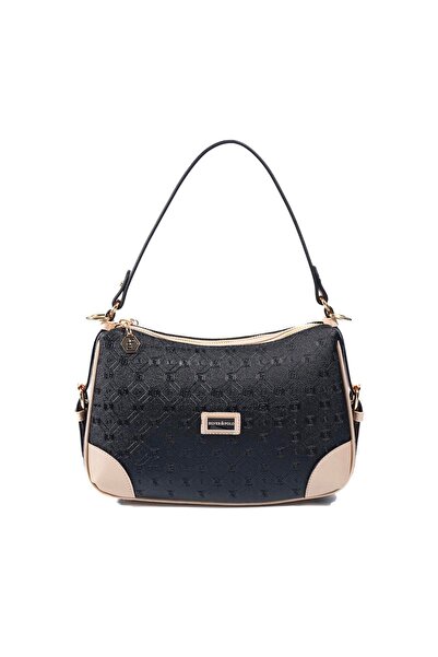 Silver Polo Silver & Polo Sp1269 Women's Shoulder Bag with Logo Black-S.Nut