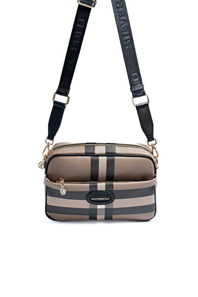 Silver Polo Silver & Polo Sp1267 Women's Crossbody Bag Plaid Brown-Black