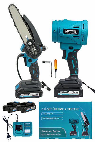 KİMMEER PLUS hava üfleme ve Şarjlı Testere Makinesi Seti Batarya Hızlı Şarj C...