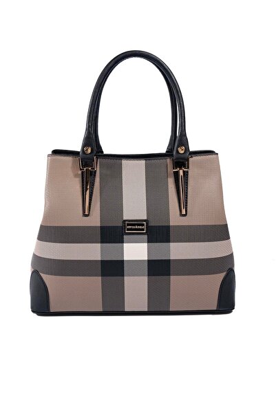 Silver Polo Silver & polo sp667 women's handbag - plaid coffee yellow-brown