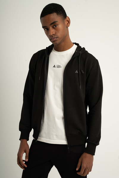 Airlife Sports Club Sz 3 Men's Hooded Full-Length Zipper Sweatshirt Black