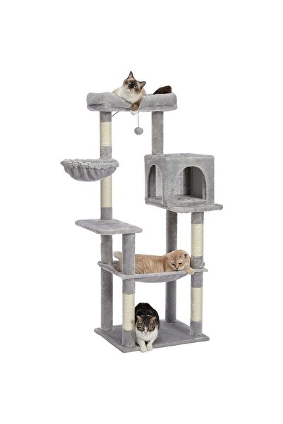 Honeypet Cat Play Structure, Height 143 cm, Gray,