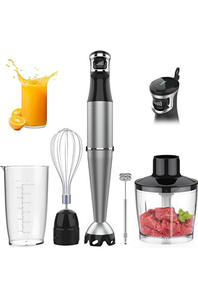 Generic خلاط يدوي غاطس بقوة 1000 واط، مزود بزر تحكم متغير السرعة، 5 في 1، خلا...