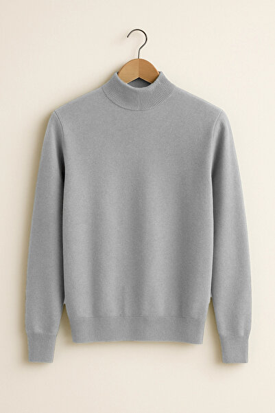 Edwox Men's Half Fisherman Regular Fit Sweater Gray Cd117