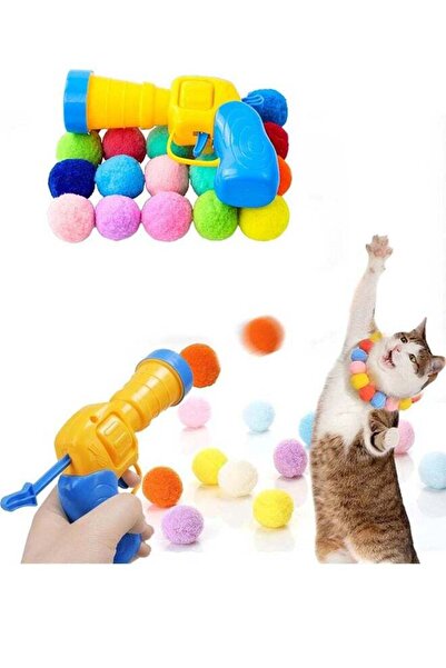 Generic Interactive for Indoor Cats, 20pcs Pom Pom Balls with Launcher Set