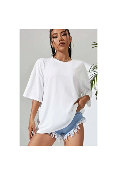 kendim fashion   Unisex Printed Oversize T-Shirt - White