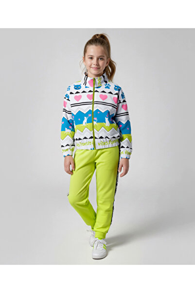 Ollington St. Cotton Knit Full Sleeve Heart and Cat Printed Jacket and Jogger...