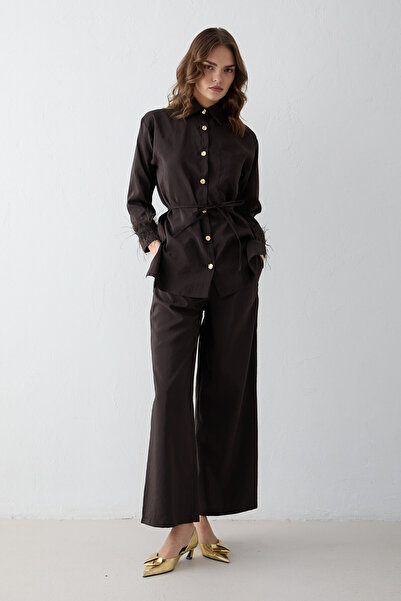 Melike Tatar Feathered Shirt Set 32-2630