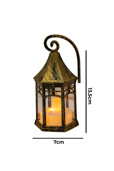 General Home Dekoratif LED Fener | Pilli, Sarı Işık, Retro Tasarım, Ev ve Bah...