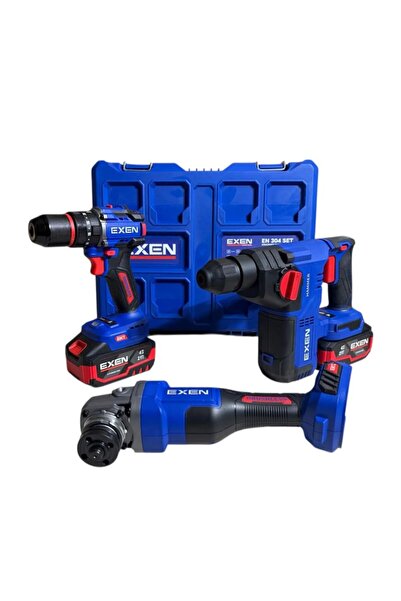 EXEN EN 304 SET - 21V 4Ah Kömürsüz Şarjlı Makina 3'lü Set