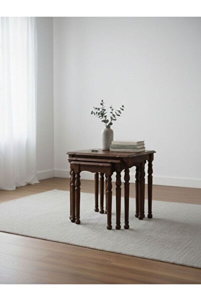 Gazzini Furniture Capri 4'lü Ahşap Zigon Sehpa