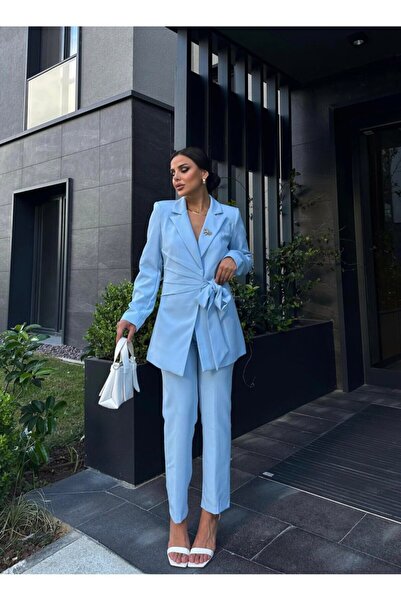 ZF BUTİK Brooch Detail Jacket Pants Suit