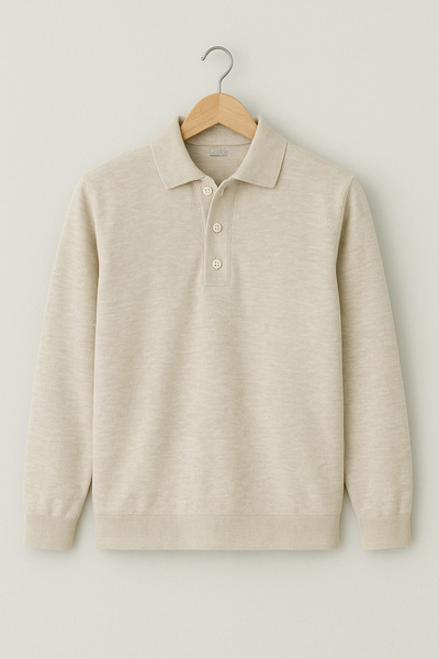 Edwox Men's Polo Neck Sweater Cream Cd111