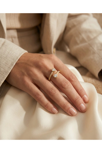 Dorvina 316L Steel Tarnish Resistant Jewelry Gold Color Zircon Stone Twister ...