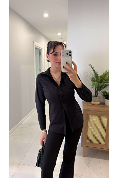 BİRCANÇİL Deronya Black Slim Fit Lycra Shirt