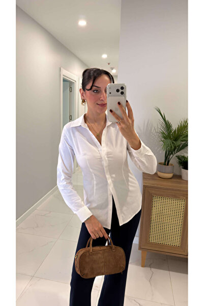 BİRCANÇİL Deronya White Slim Fit Lycra Shirt