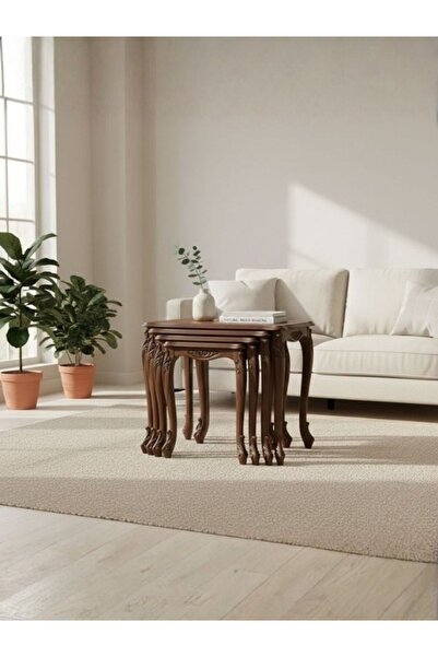 Gazzini Furniture Majestic Fransız Still 4'lü Ahşap Zigon Sehpa