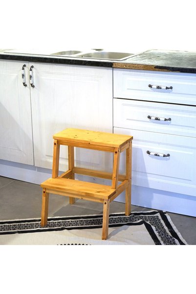 HOMS Scara cu trepte din lemn, culoare lemn natur, 50 cm