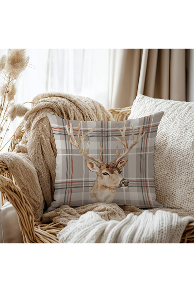 Evmila Decorative Throw Pillow Cover, Watercolor Deer Pattern, 43X43 cm Doubl...