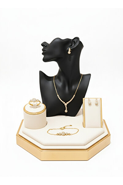 burjalmodah Elegant evening jewelry set – studded with sparkling stones (4 pi...