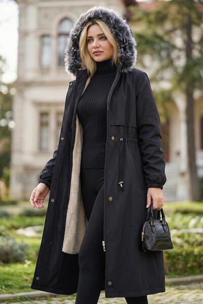 SENSTIL Plush Inside Coat Black Ss2330