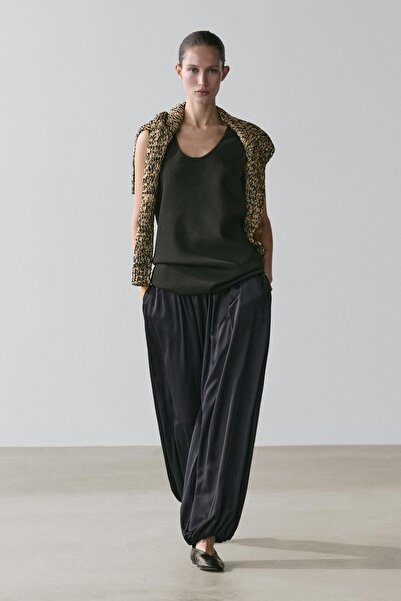 Massimo Dutti Saten yüzeyli balloon pantolon