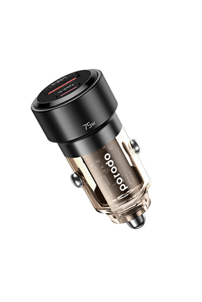 porodo 75W Transparent Dual Port Car Charger PD 45W QC 30W