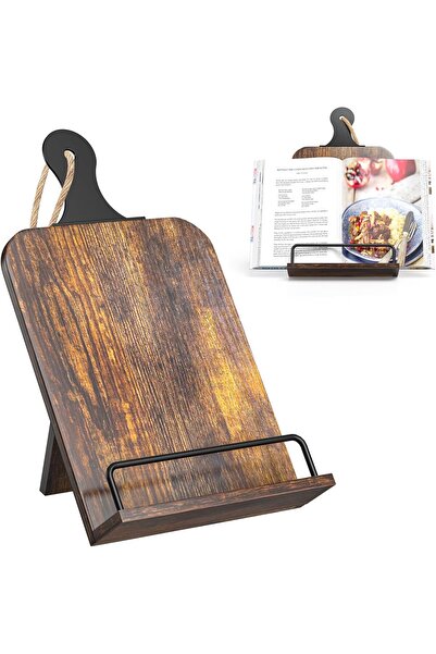 Arabest Wooden Cookbook Stand, Recipe Book Holder, Adjustable Tablet Stand wi...