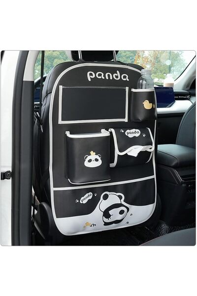 Arabest منظم المقعد الخلفي للسيارة، واقي ظهر مقعد جلدي لطيف على شكل باندا مع ...