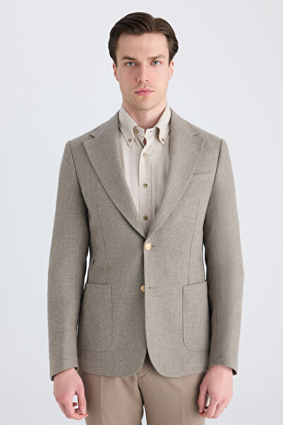 D'S Damat Ds Damat Slim Fit Mink Diagonal Fabric Jacket