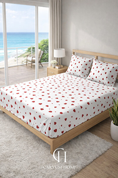 CARYUM Heart Patterned Elastic Sheet Set Single / Double / King Size