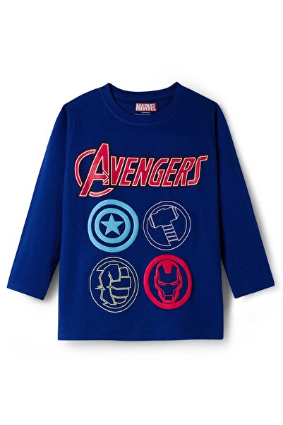 Pine Kids Marvel Single Jersey Knit Full Sleeves Top with Avengers Print - Blue
