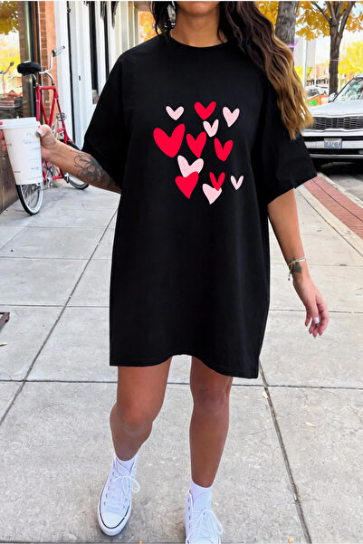 Pink Sky Plus Size Women's Cotton Short Sleeve Crew Neck Casual T-Shirt Dress