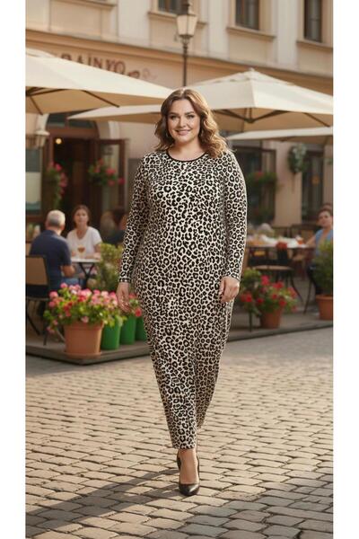 THEBEK Yumoş Velvet Suede Patterned Oversized Dress Mix Pattern